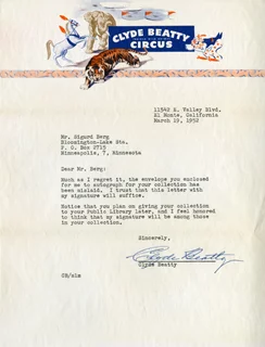 Clyde Beatty autograph