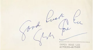 Gypsy Rose Lee autograph