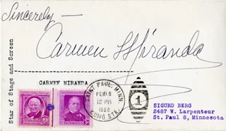 Carmen Miranda autograph
