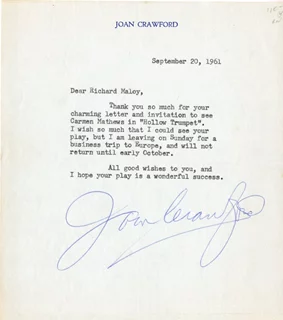 Joan Crawford autograph