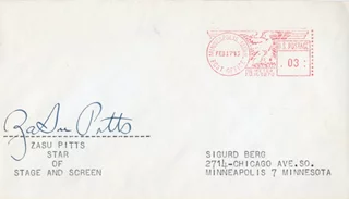 Zasu Pitts autograph