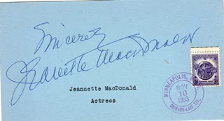 Jeanette MacDonald autograph