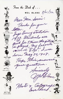 Mel Blanc autograph