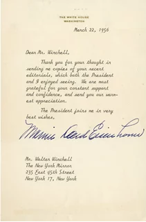 Mamie Daud Eisenhower autograph