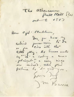 J.M. Barrie autograph