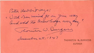 Thornton W. Burgess autograph