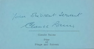 Claude Rains autograph