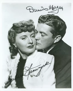 Barbara Stanwyck & Dennis Morgan autograph