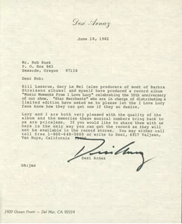 Desi Arnaz autograph