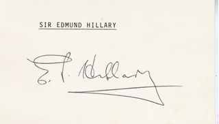 Sir Edmund Hillary autograph