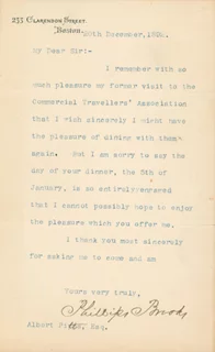 Phillips Brooks autograph