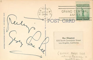 Gypsy Rose Lee autograph