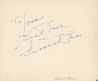 Vincent Price autograph