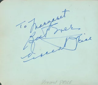 Vincent Price autograph