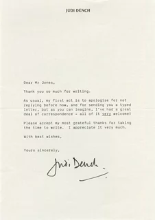 Judi Dench autograph