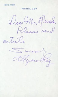 Myrna Loy autograph