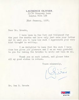 Laurence Olivier autograph