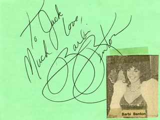 Barbi Benton autograph