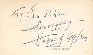 Harold Arlen autograph