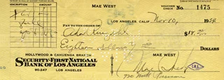 Mae West autograph