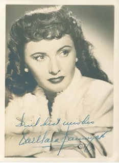 Barbara Stanwyck autograph