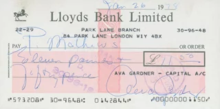 Ava Gardner autograph