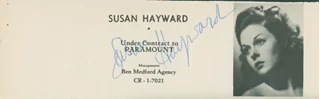Susan Hayward autograph