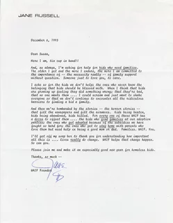 Jane Russell autograph