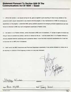 Shelley Winters autograph