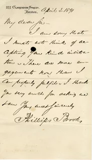 Phillips Brooks autograph