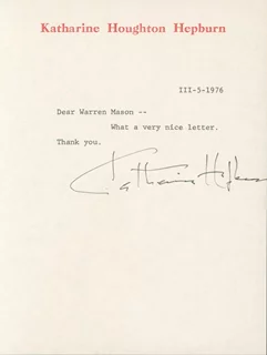 Katharine Hepburn autograph