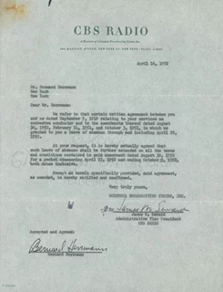 Bernard Hermann autograph