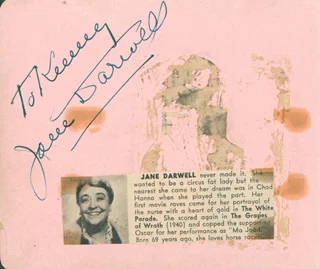 Jane Darwell autograph