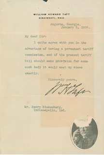 William Howard Taft autograph