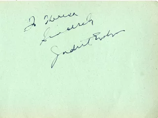 Judith Evelyn autograph