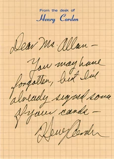 Henry Corden autograph