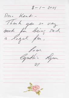 Cynthia Lynn autograph