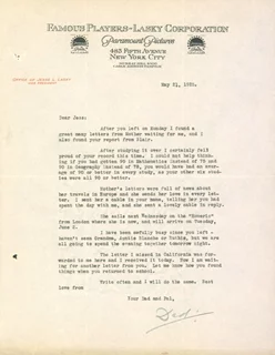 Jesse L. Lasky autograph