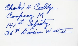 Charles H. Coolidge autograph