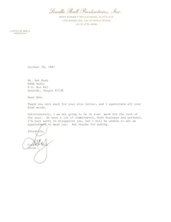 Lucille Ball autograph