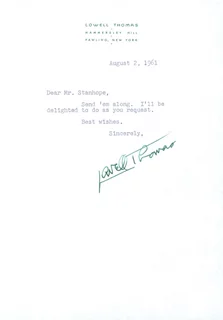 Lowell Thomas autograph