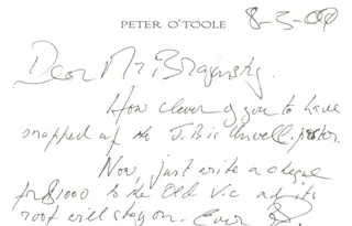 Peter O'Toole autograph
