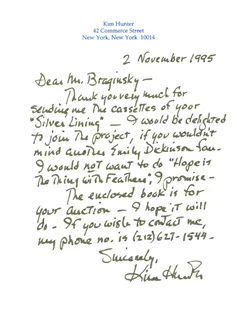 Kim Hunter autograph