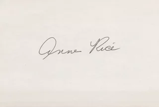 Anne Rice autograph
