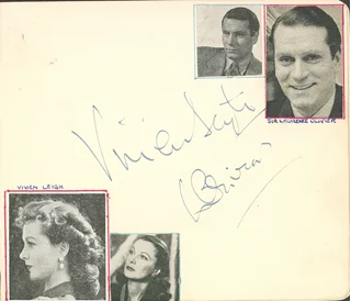 Laurence Olivier and Vivien Leigh autograph