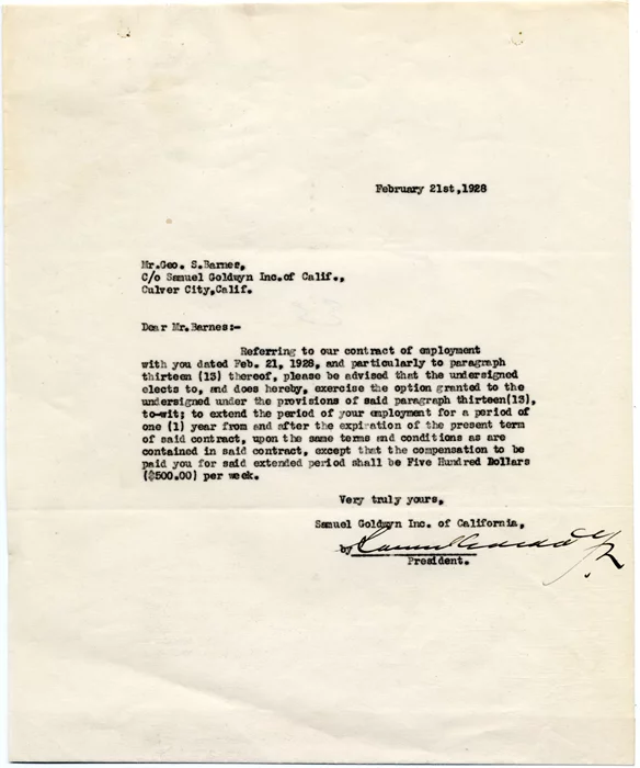 Samuel Goldwyn autograph