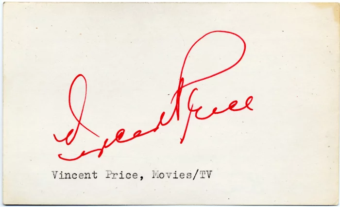 Vincent Price autograph