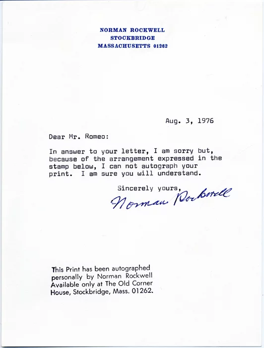 Norman Rockwell autograph
