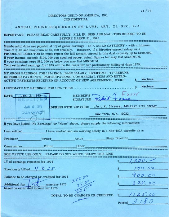 Robert Fosse autograph