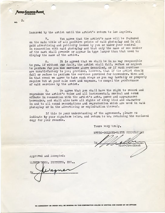 Irving Thalberg & Jack Warner autograph
